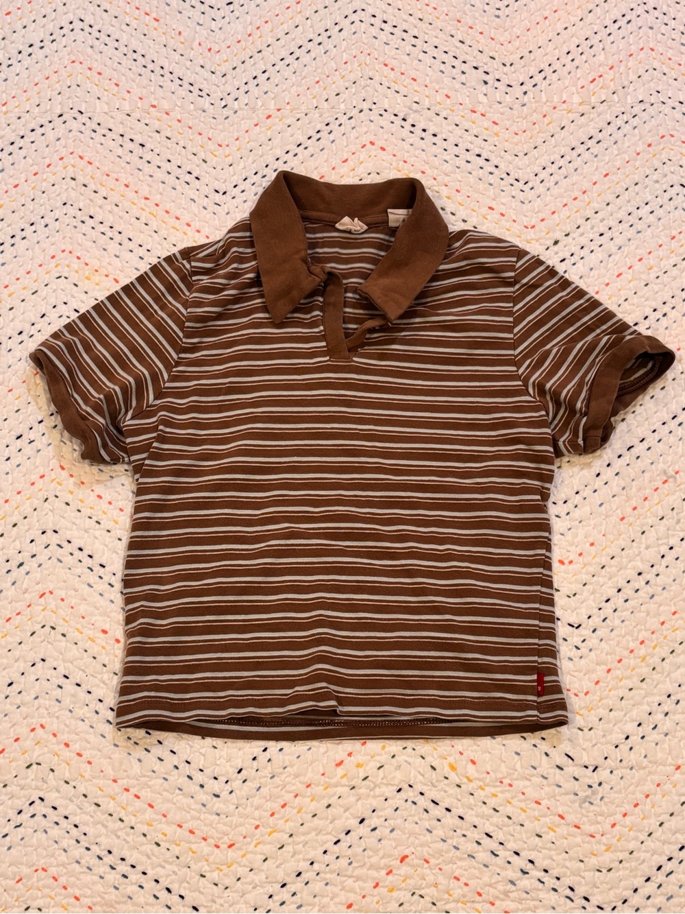 Levi's Brown & White Striped Polo Shirt